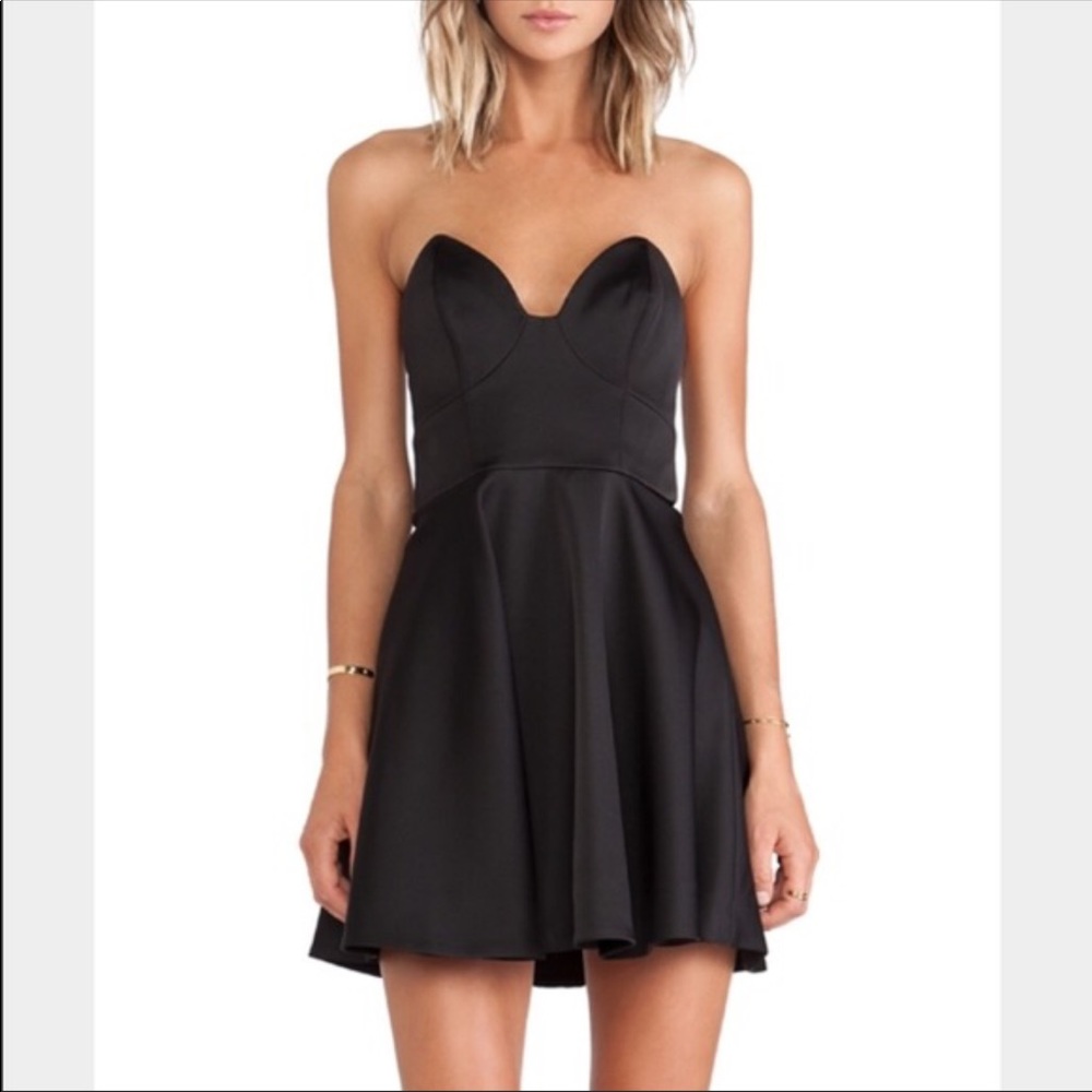 Revolve Black Bustier Mini Silk Dress
